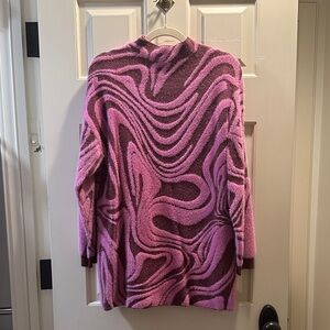 Anthropologie Pink and Purple Swirl Turtleneck Sweater